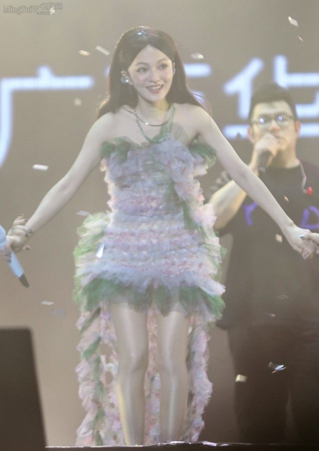 张韶涵在演唱会上穿清新花裙亮出肉丝腿（第28张/共39张）