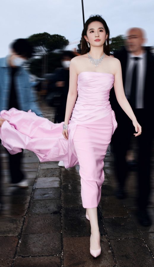 刘亦菲穿低胸粉紫礼服亮相威尼斯酥胸微露气质高贵典雅（第10张/共15张）