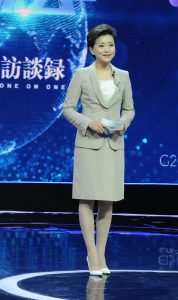 《G20杨澜访谈录》主持人杨澜灰色套装肉丝白高跟（第5张/共7张）