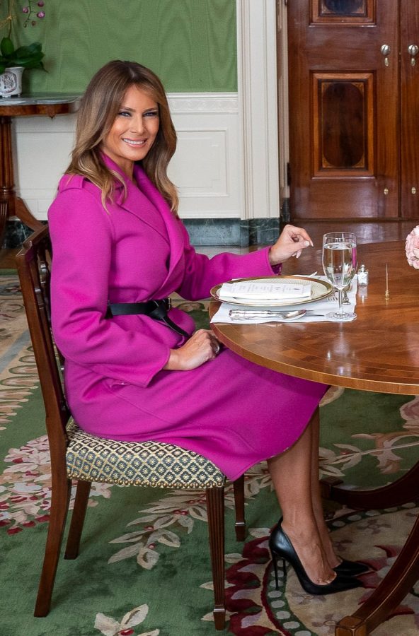 Melania Trump修长小腿踩尖头高跟出席接待活动（第5张/共8张）